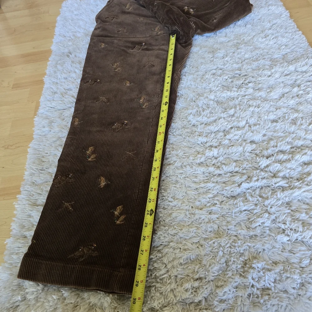 Polo Ralph Lauren Mens 33x30 Brown Corduroy‎ Pants Embroidered Hunters Ducks